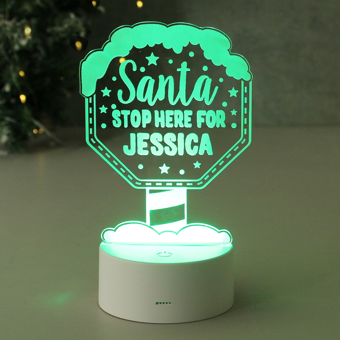 New Design: Personalised 'Santa Stop Here' LED Colour Changing Christmas Night Light