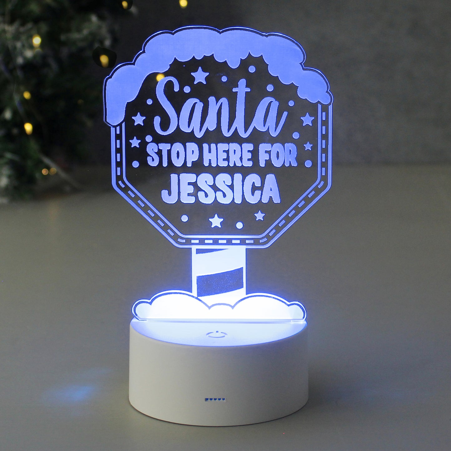 New Design: Personalised 'Santa Stop Here' LED Colour Changing Christmas Night Light