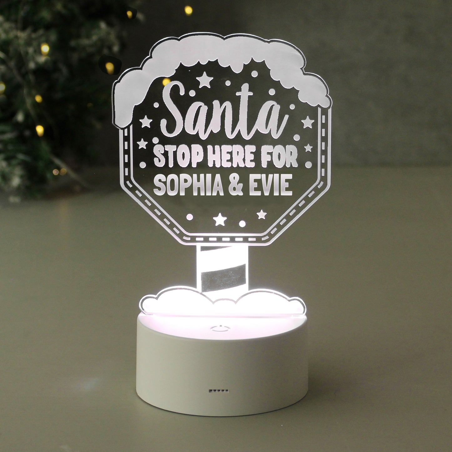 New Design: Personalised 'Santa Stop Here' LED Colour Changing Christmas Night Light