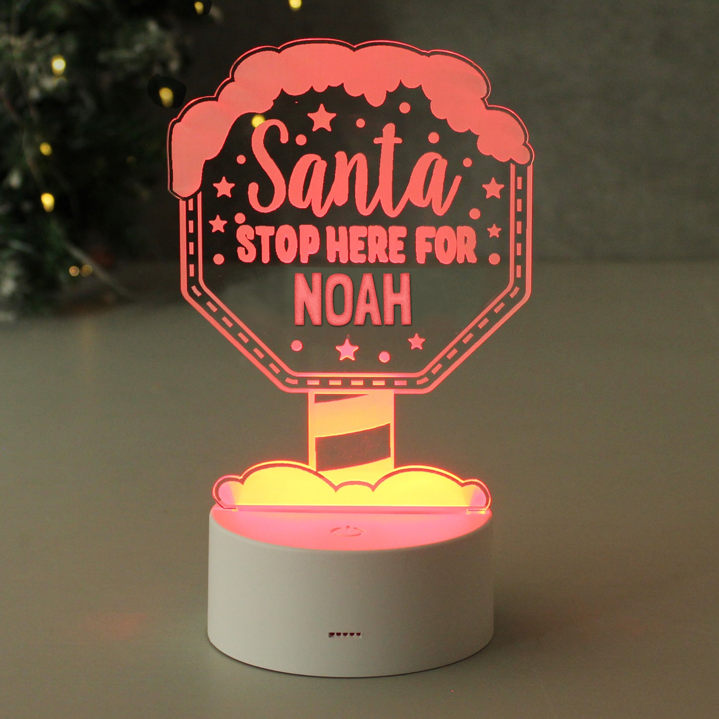New Design: Personalised 'Santa Stop Here' LED Colour Changing Christmas Night Light