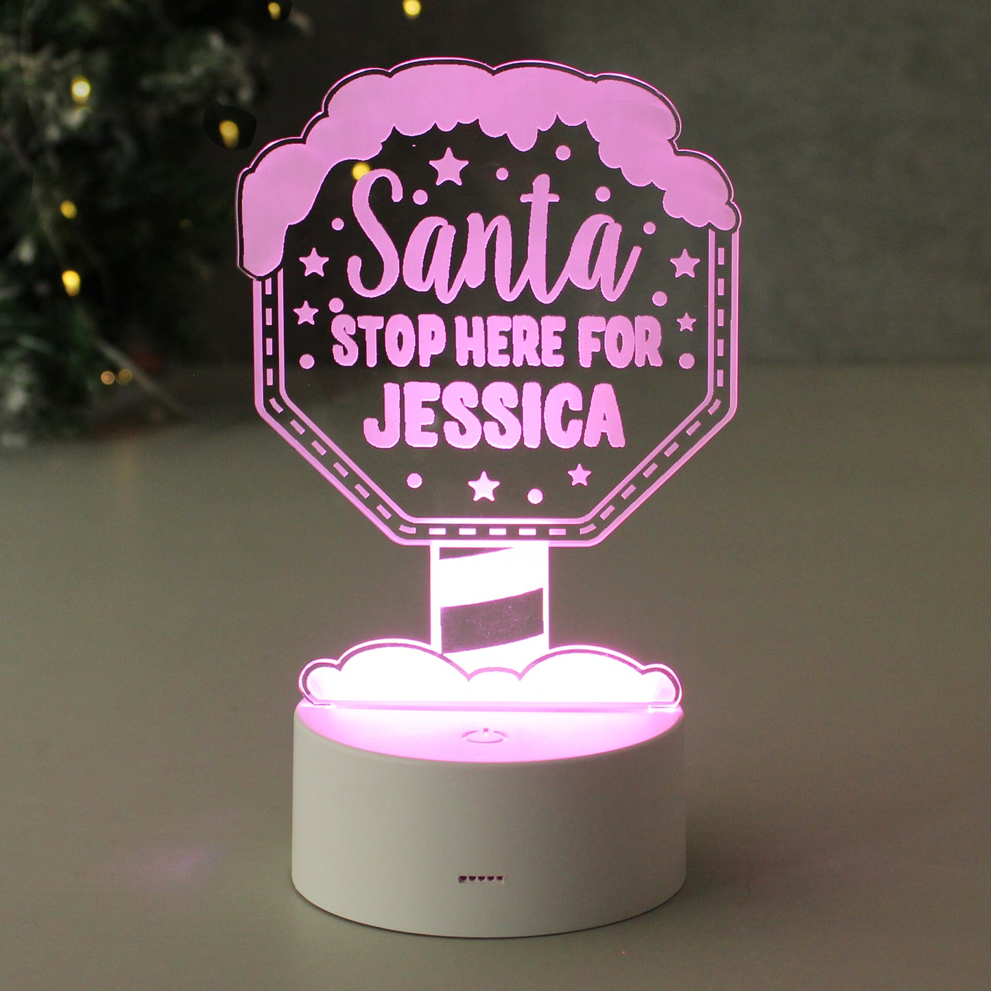New Design: Personalised 'Santa Stop Here' LED Colour Changing Christmas Night Light