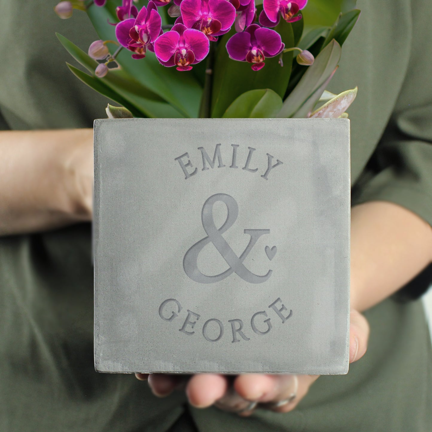 Personalised Couples Concrete Plant Pot