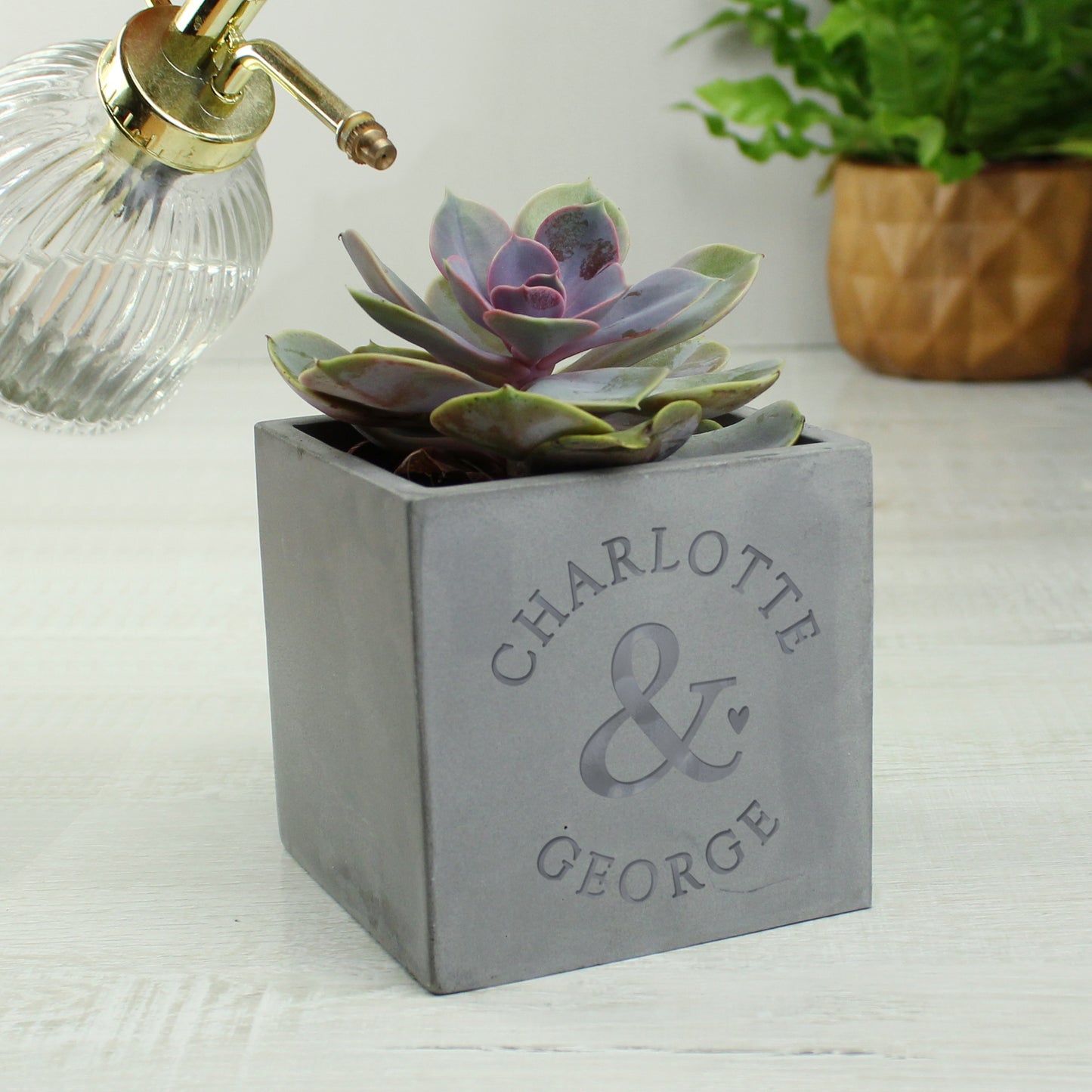 Personalised Couples Concrete Plant Pot