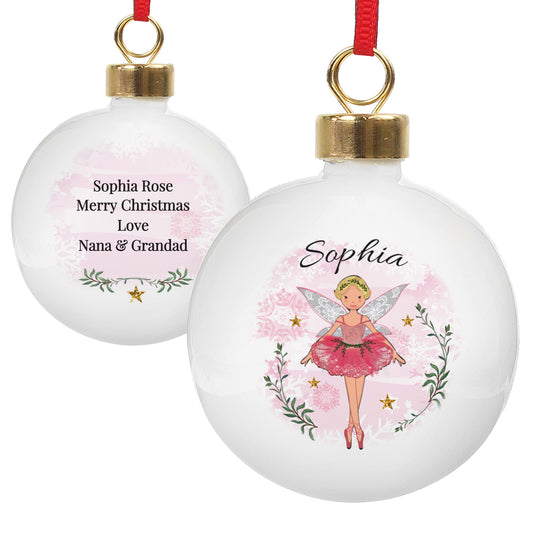 Personalised Sugar Plum Fairy Ceramic Christmas Bauble