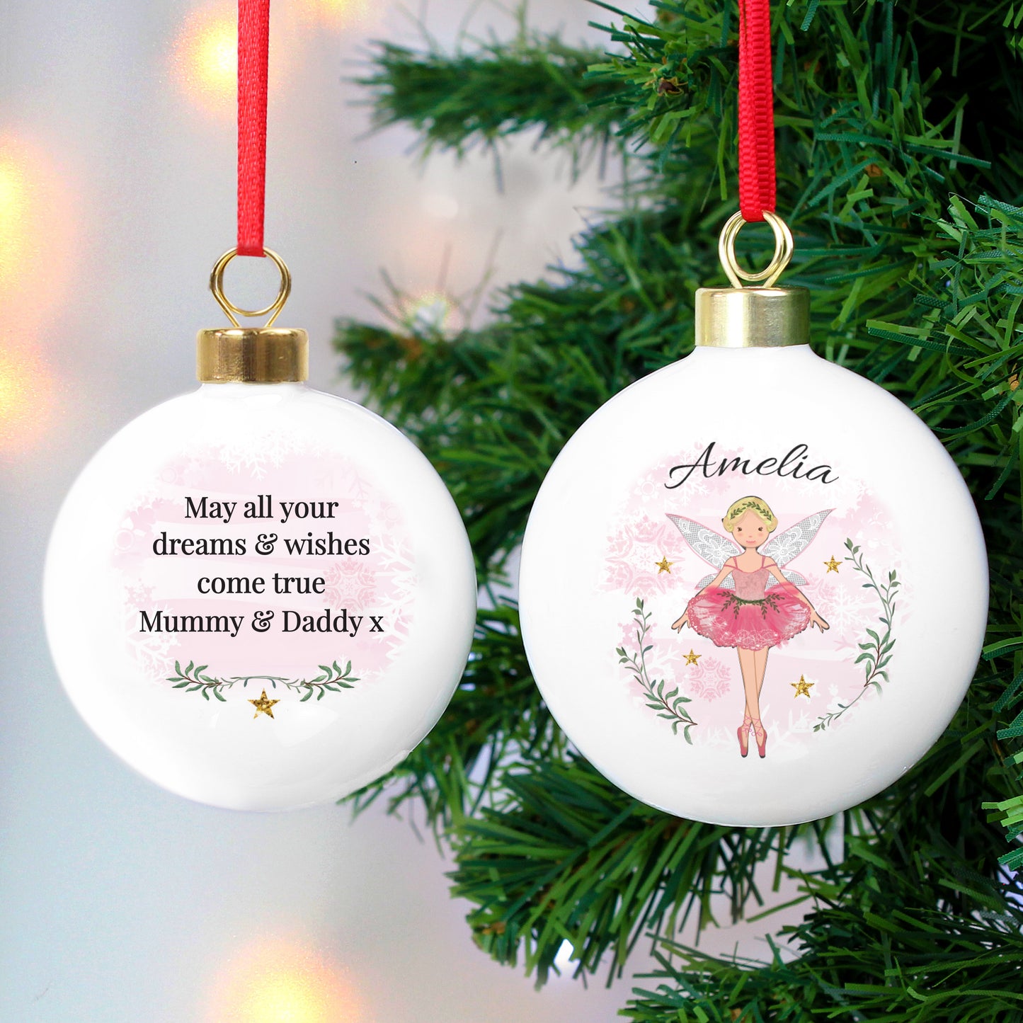 Personalised Sugar Plum Fairy Ceramic Christmas Bauble