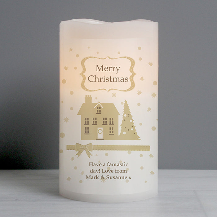 Personalised Christmas Festive Village LED 'Candle'
