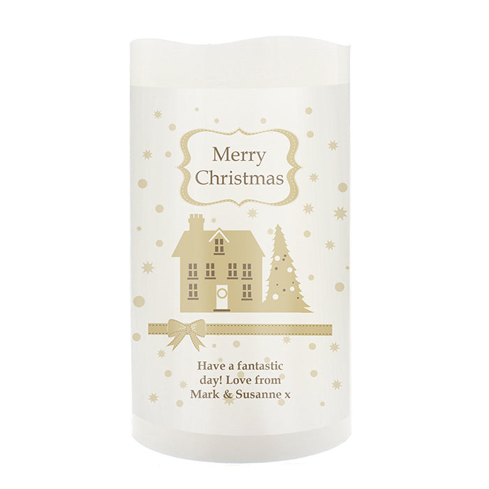 Personalised Christmas Festive Village LED 'Candle'