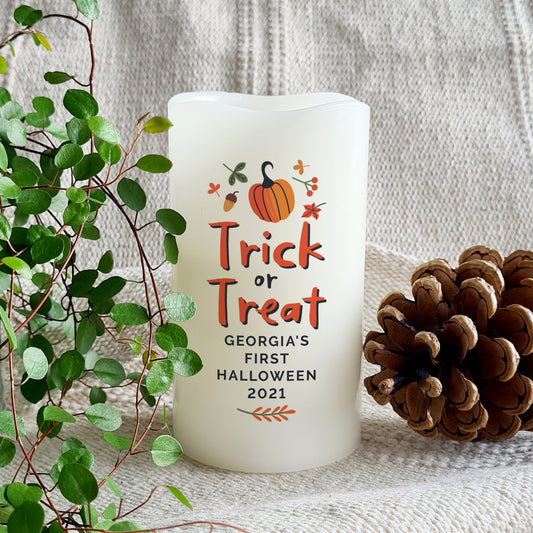 Personalised Halloween 'Trick or Treat' LED Candle