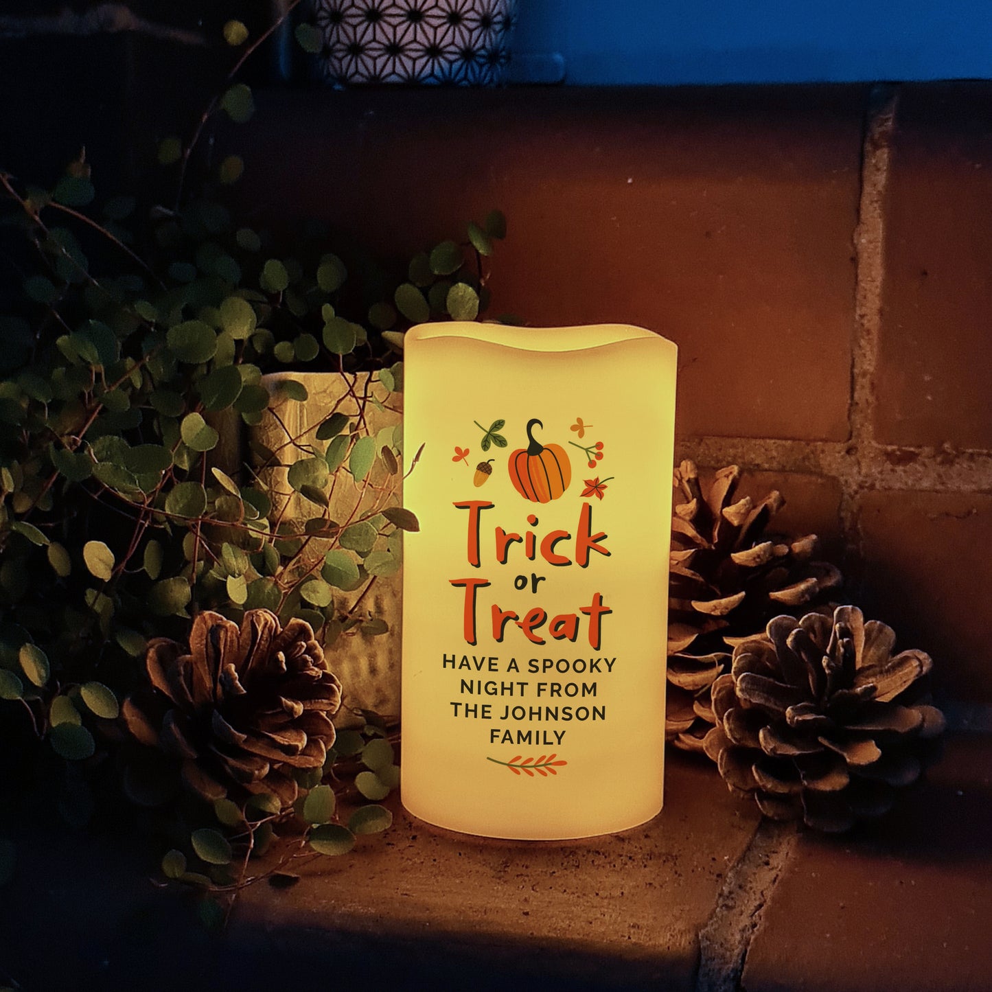Personalised Halloween 'Trick or Treat' LED Candle