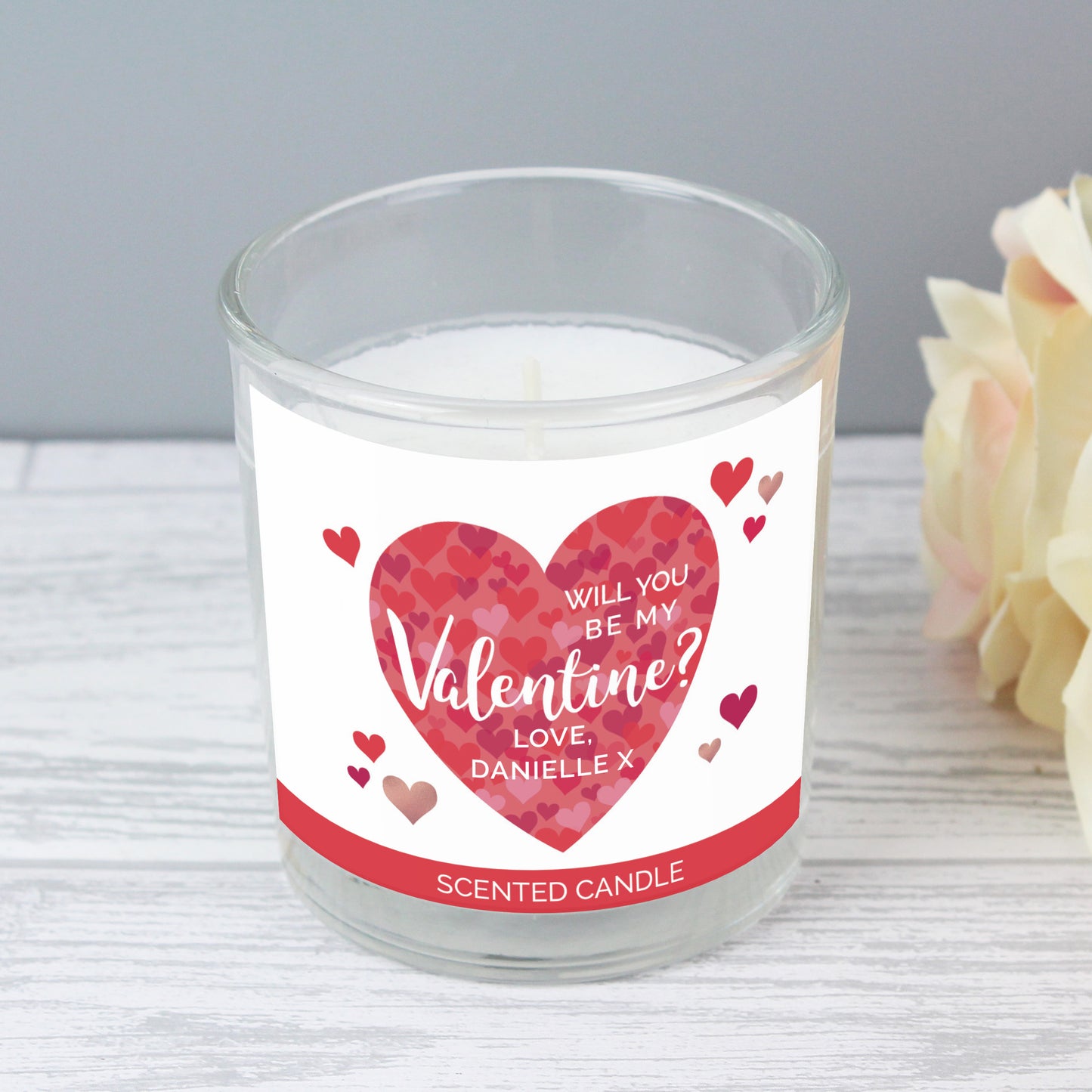 Personalised Valentine's Day Confetti Hearts Scented Jar Candle