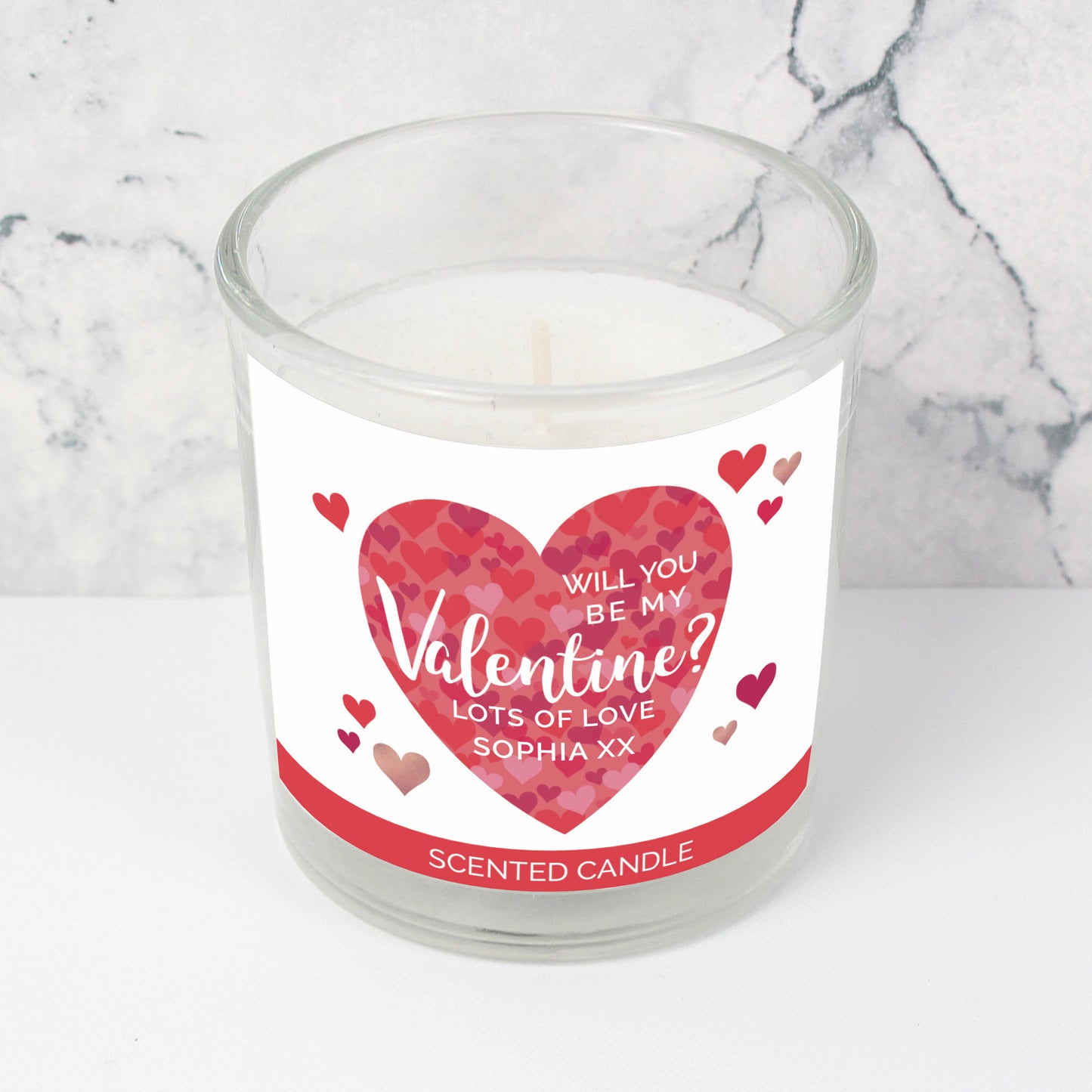 Personalised Valentine's Day Confetti Hearts Scented Jar Candle
