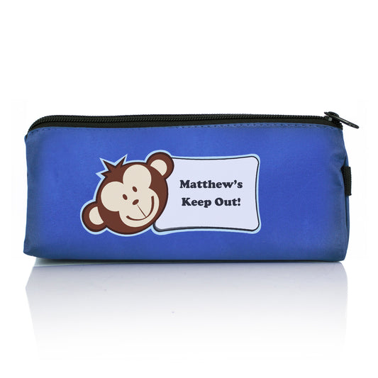 Personalised Monkey Pencil Case - Pink or Blue