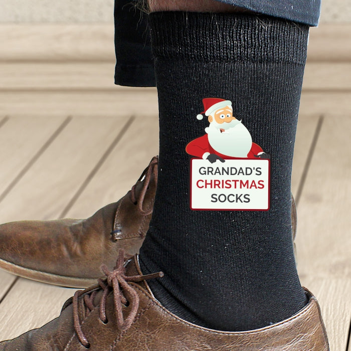 Personalised Santa Claus Men's Black Socks