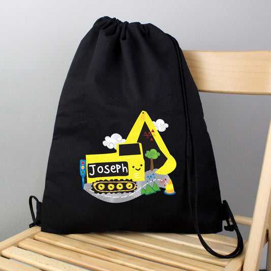 Personalised Digger Black Swim / Gym / Kit Bag