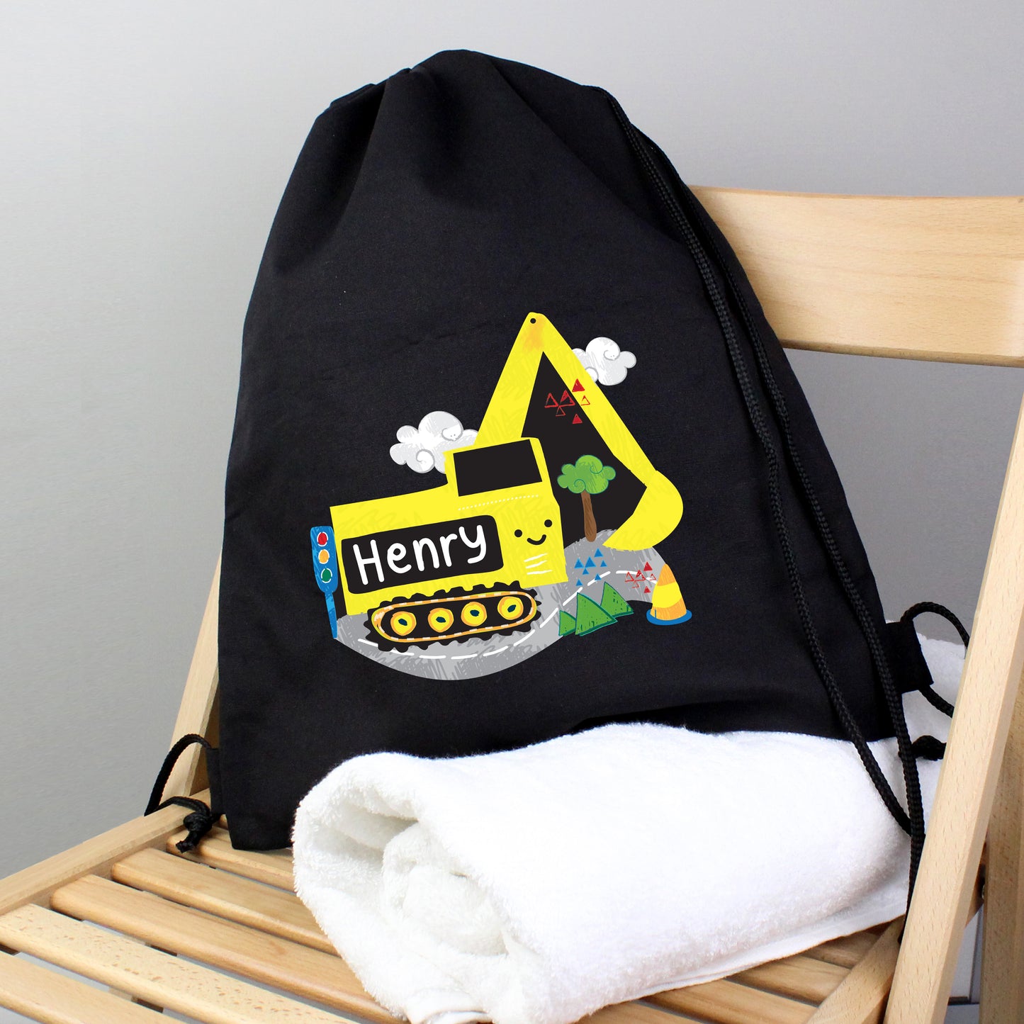 Personalised Digger Black Swim / Gym / Kit Bag