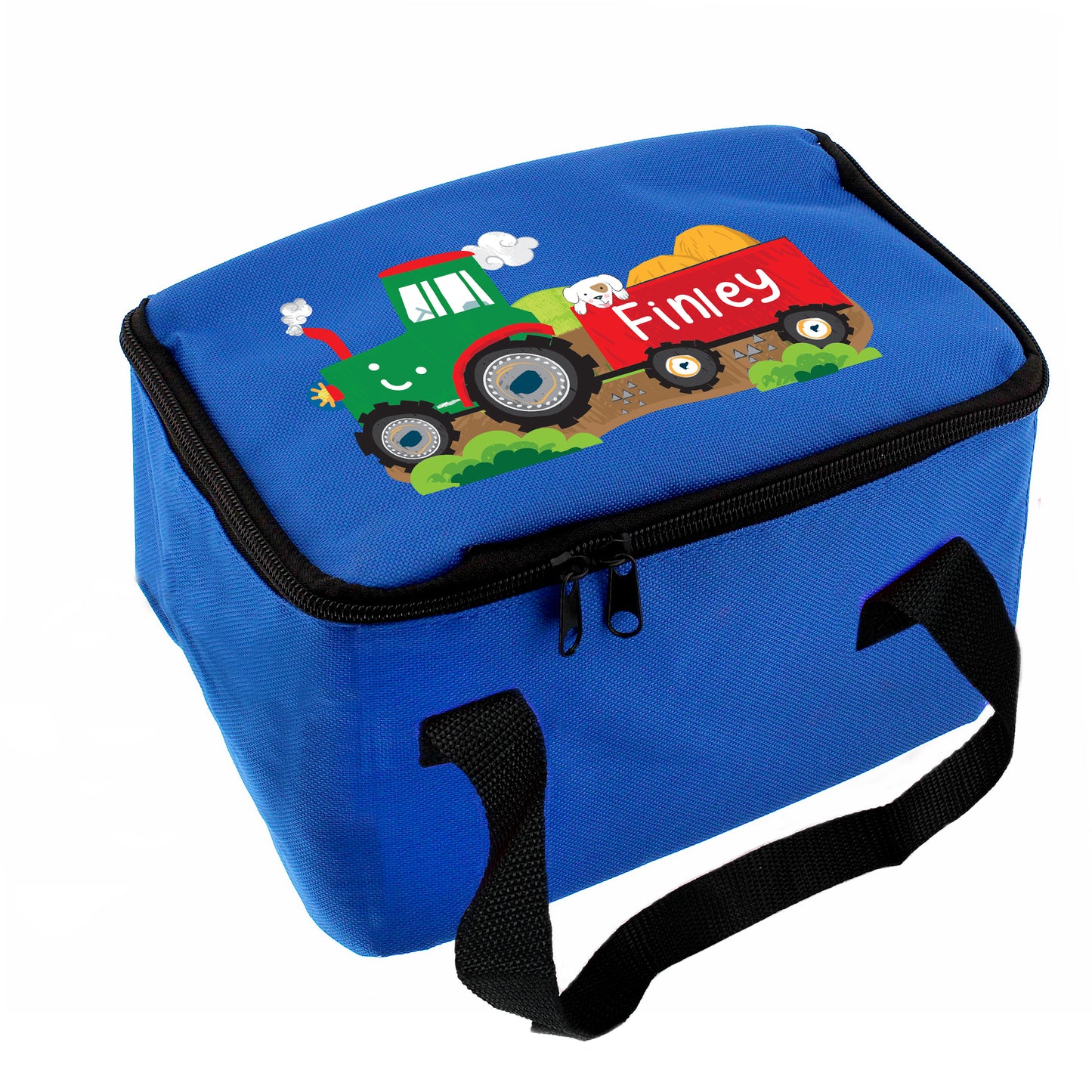 Personalised Blue Tractor Lunch Bag