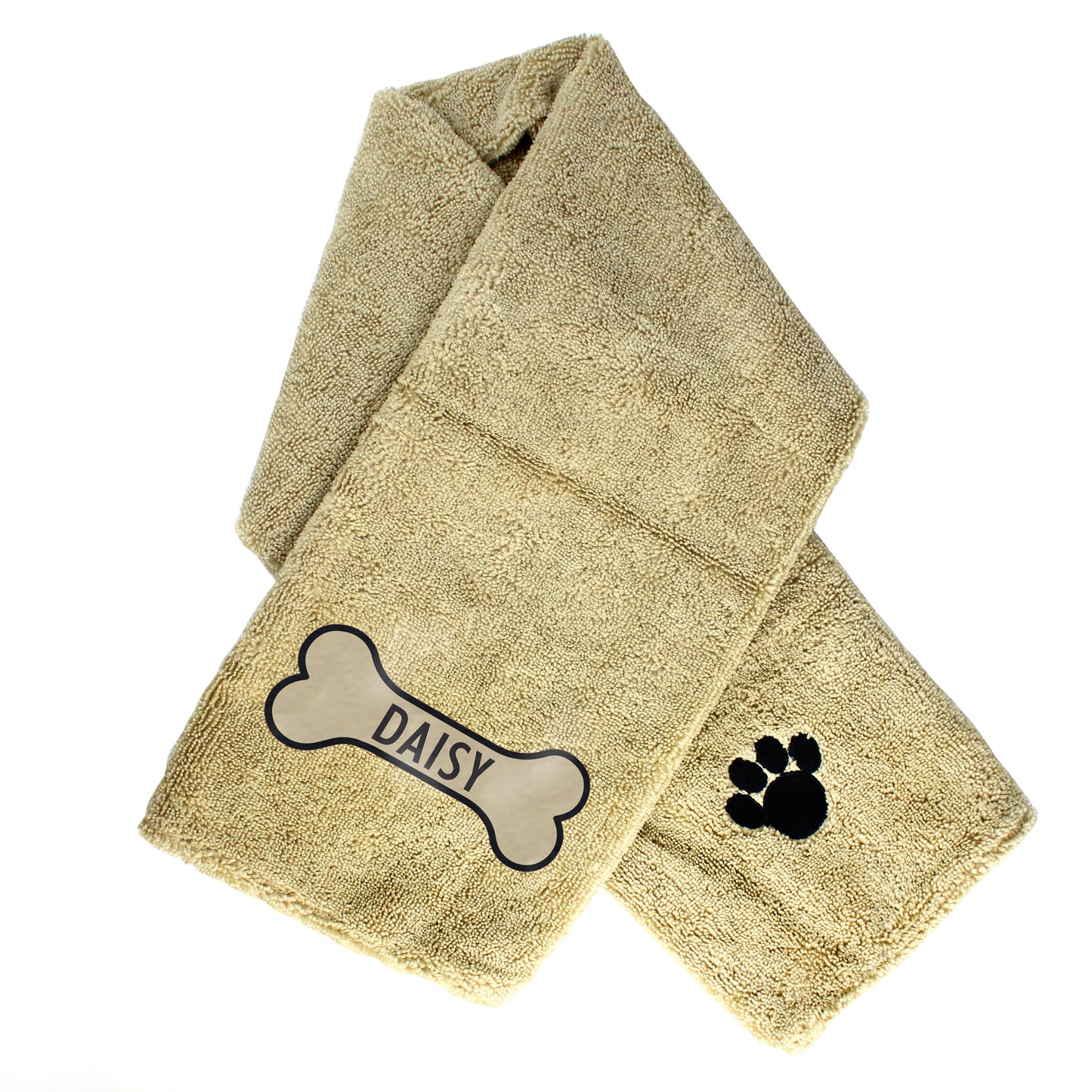 Personalised Bone Brown Microfiber Pet Towel