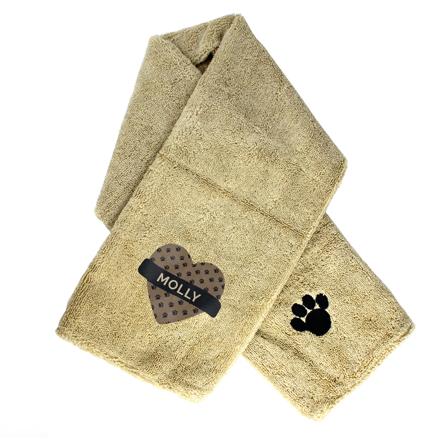 Personalised Heart Brown Microfiber Pet Towel