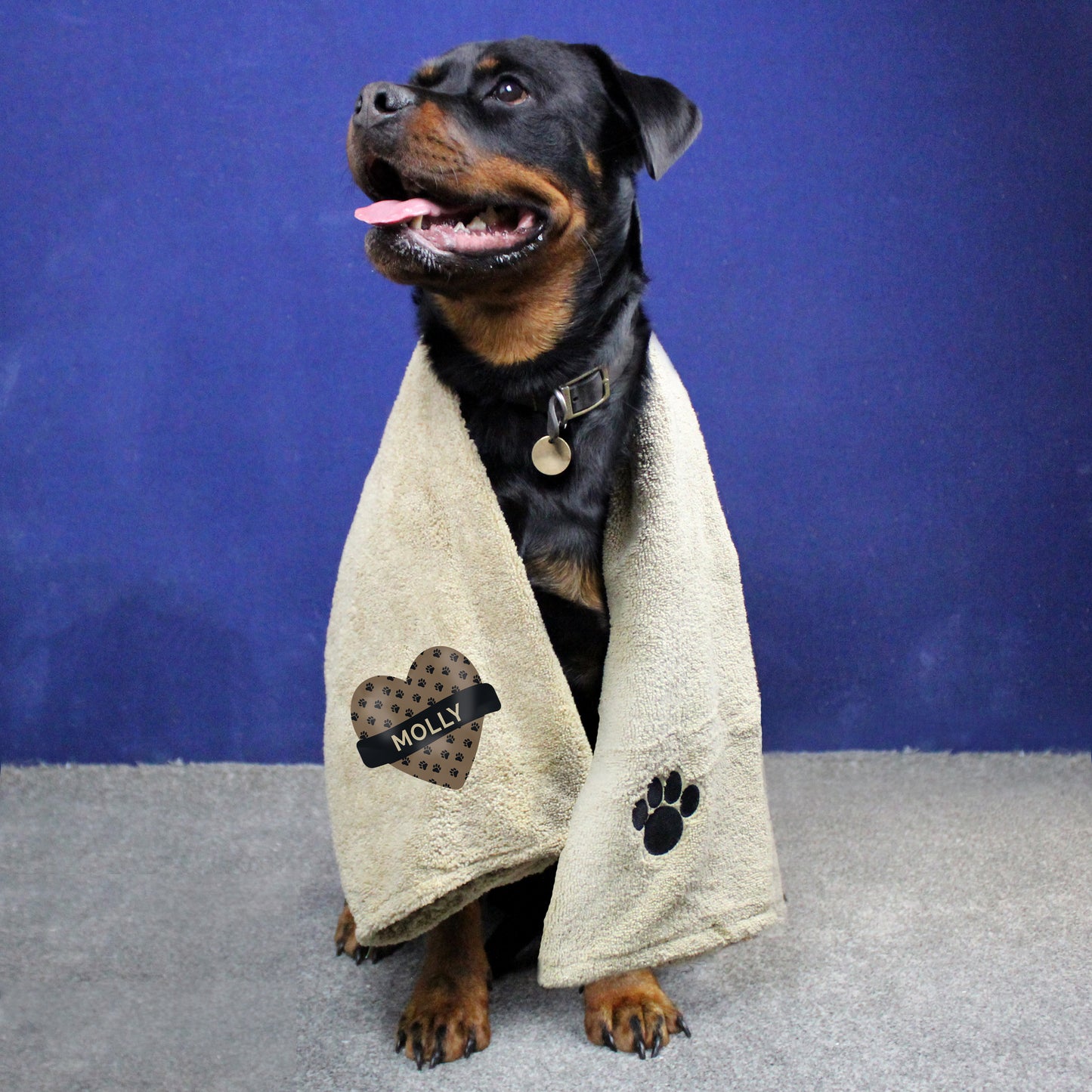 Personalised Heart Brown Microfiber Pet Towel
