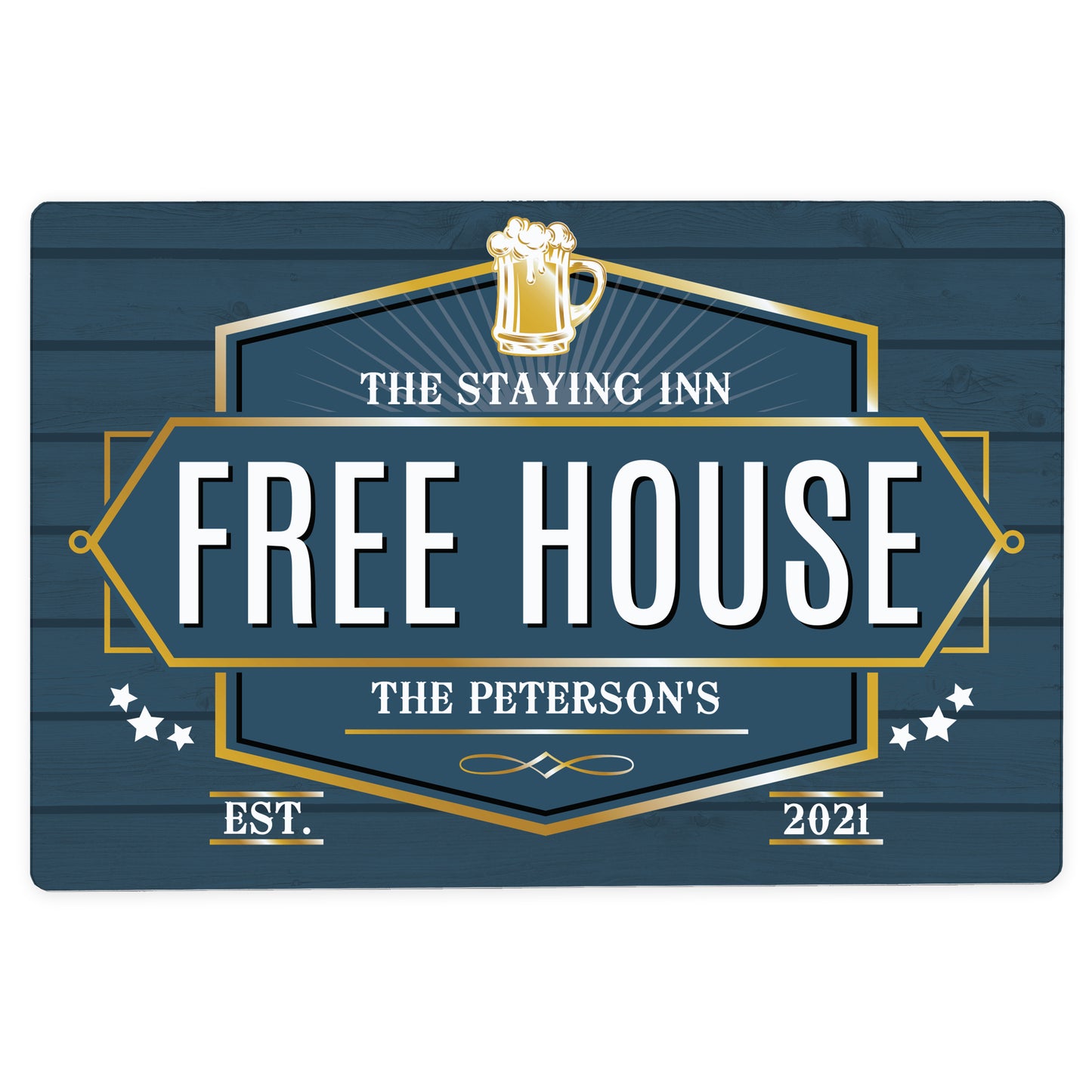 Personalised Free House Metal Sign - Blue