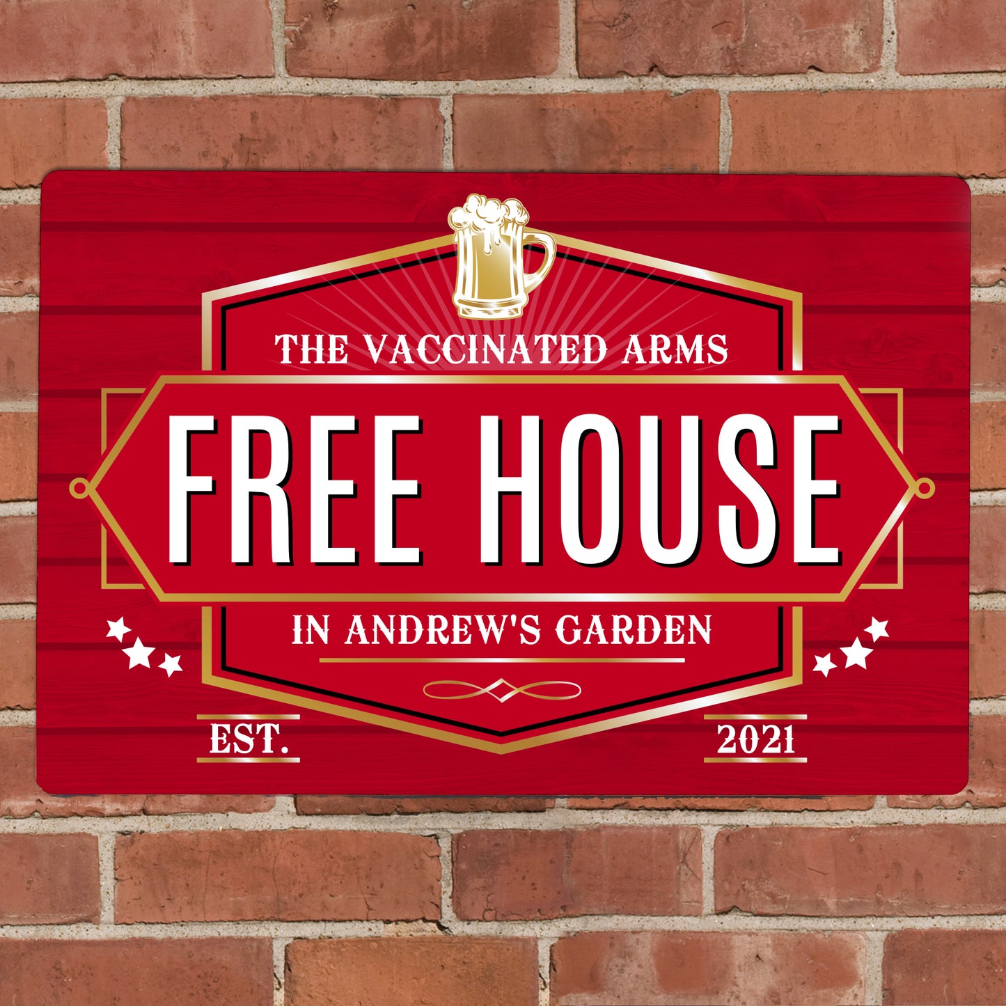 Personalised Free House Metal Sign - Red
