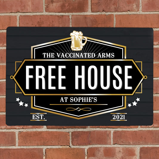 Personalised Free House Metal Sign - Black