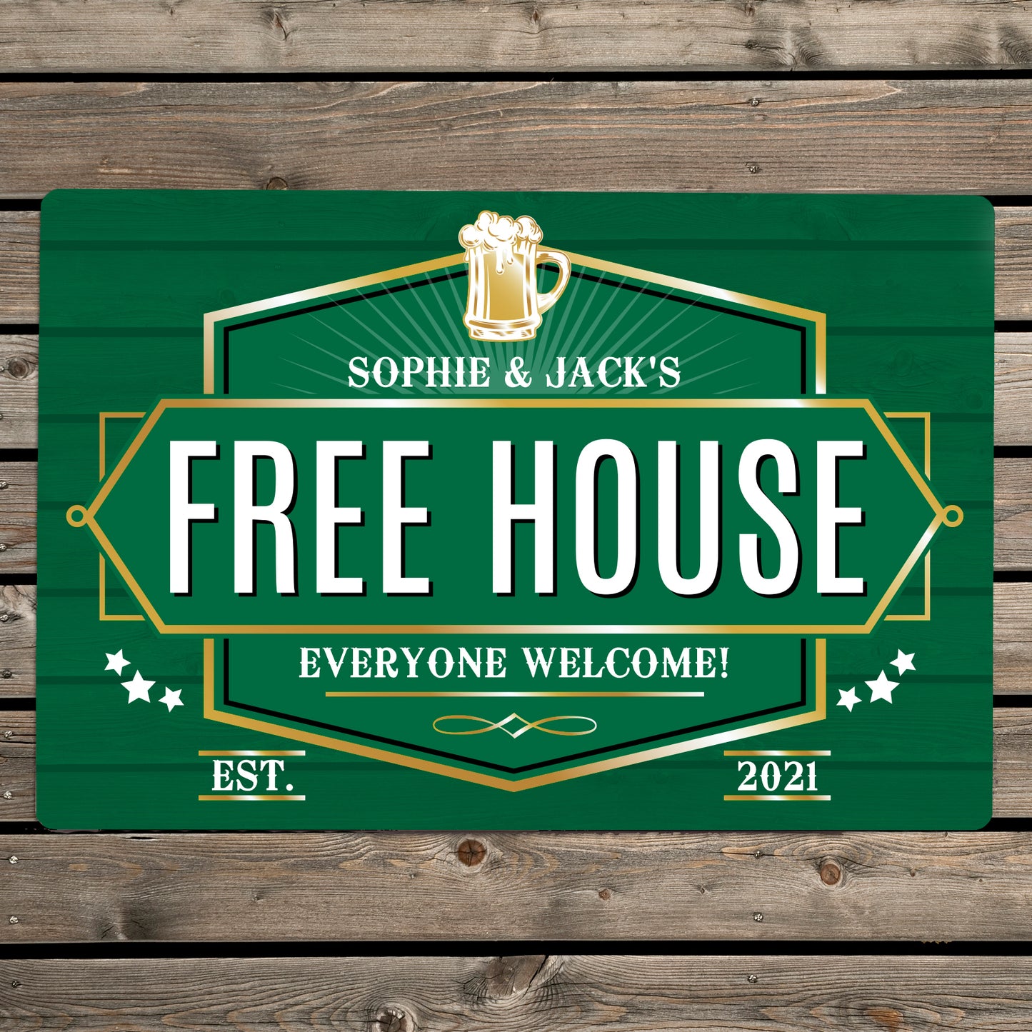 Personalised Free House Metal Sign - Green