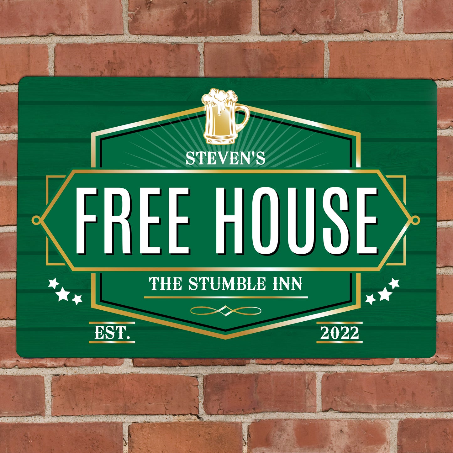 Personalised Free House Metal Sign - Green