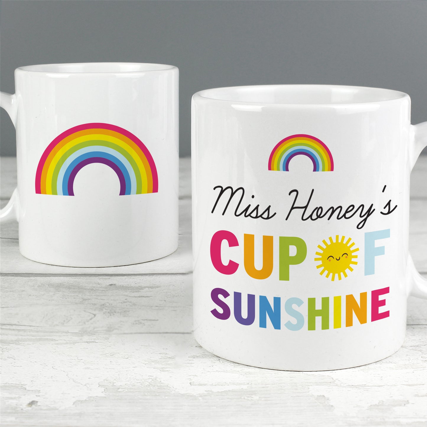 Personalised Cute Rainbow 'Cup of Sunshine' Mug