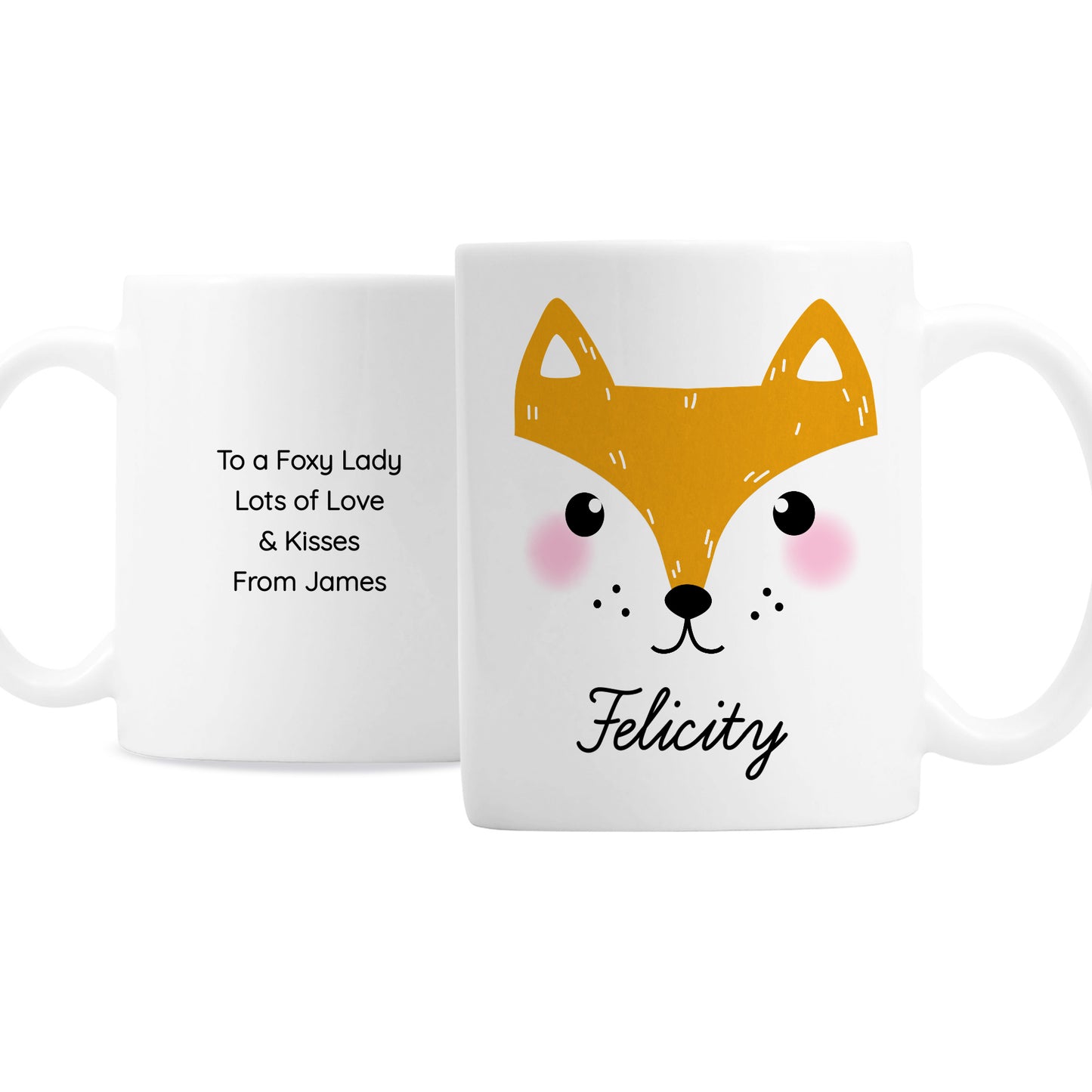 Personalised Cute Fox Face Mug - Updated Design