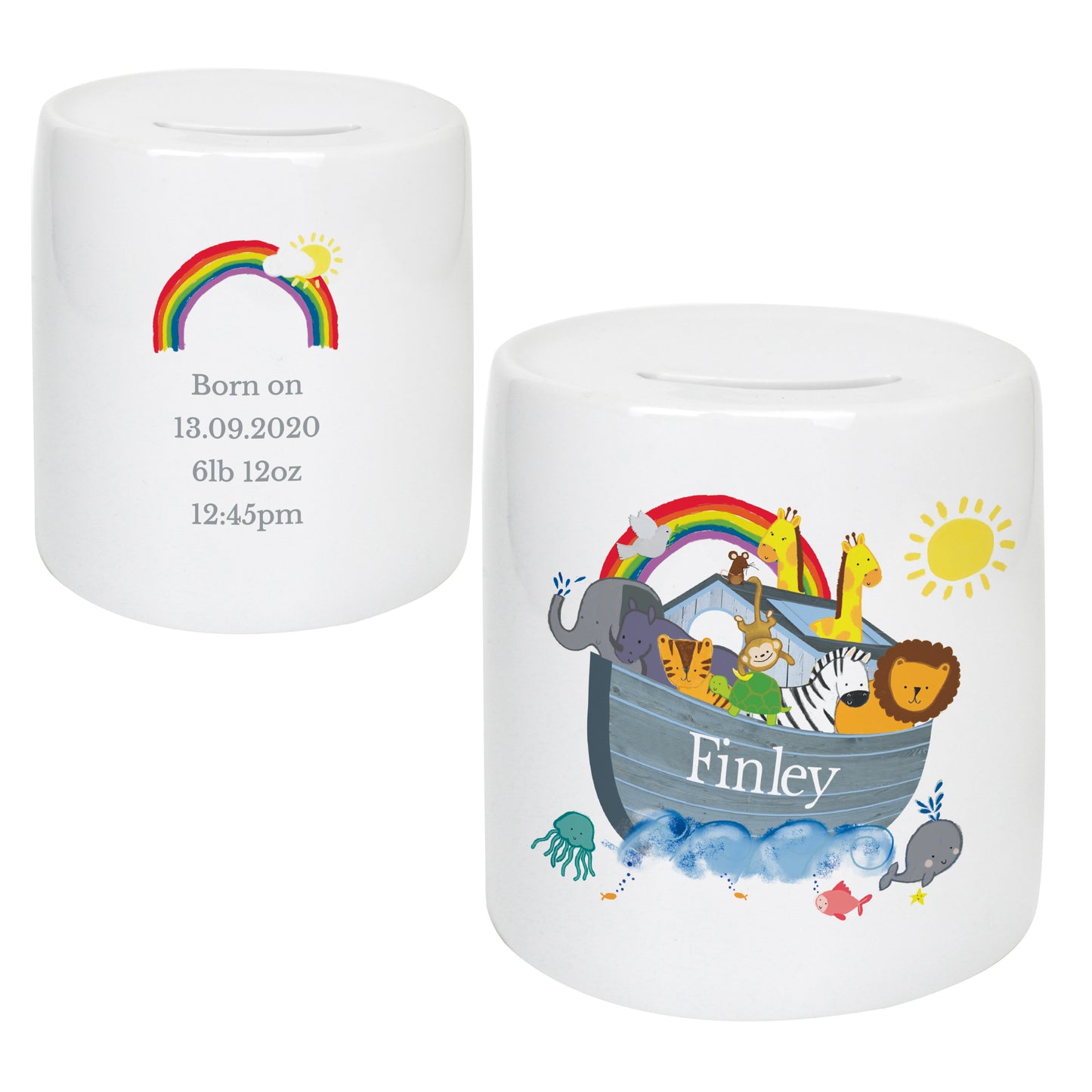 Personalised Noah's Ark Ceramic Money Box