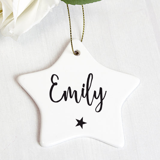 Personalised Ceramic Star Decoration - Great for Christmas