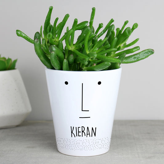 Personalised 'Mr Face' Ceramic Plant Pot