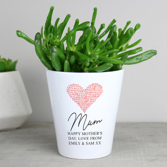 Personalised Heart Ceramic Plant Pot