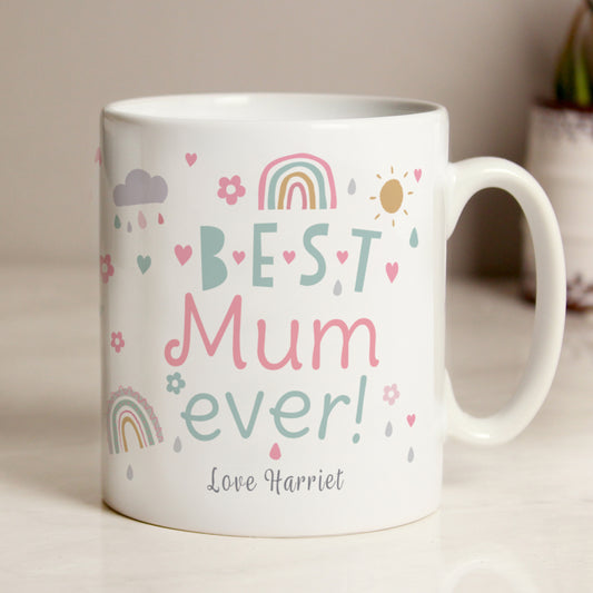 Personalised 'Best Ever' Rainbows and Sunshine Mug - Ideal for Mums, Nans, Aunts, Teachers etc.