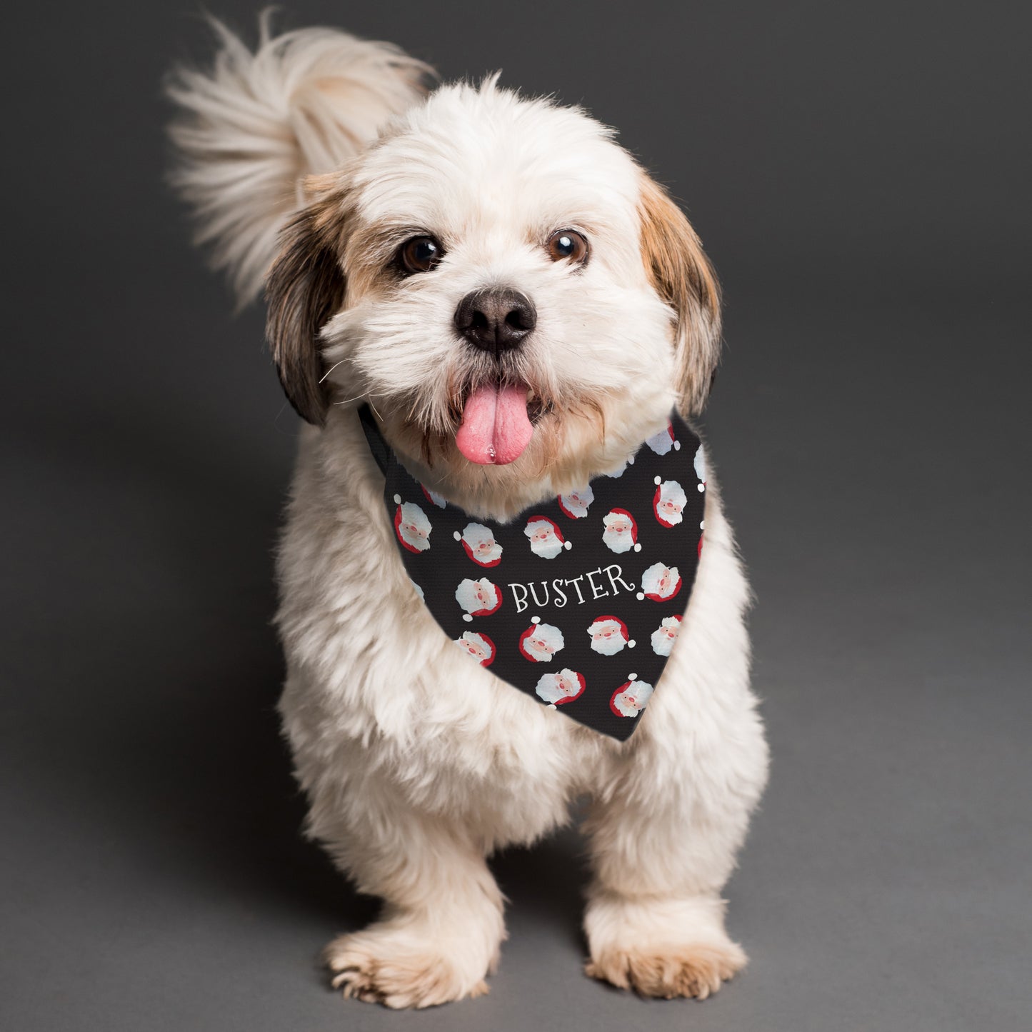 Personalised Christmas Dog Bandana with Santa Faces