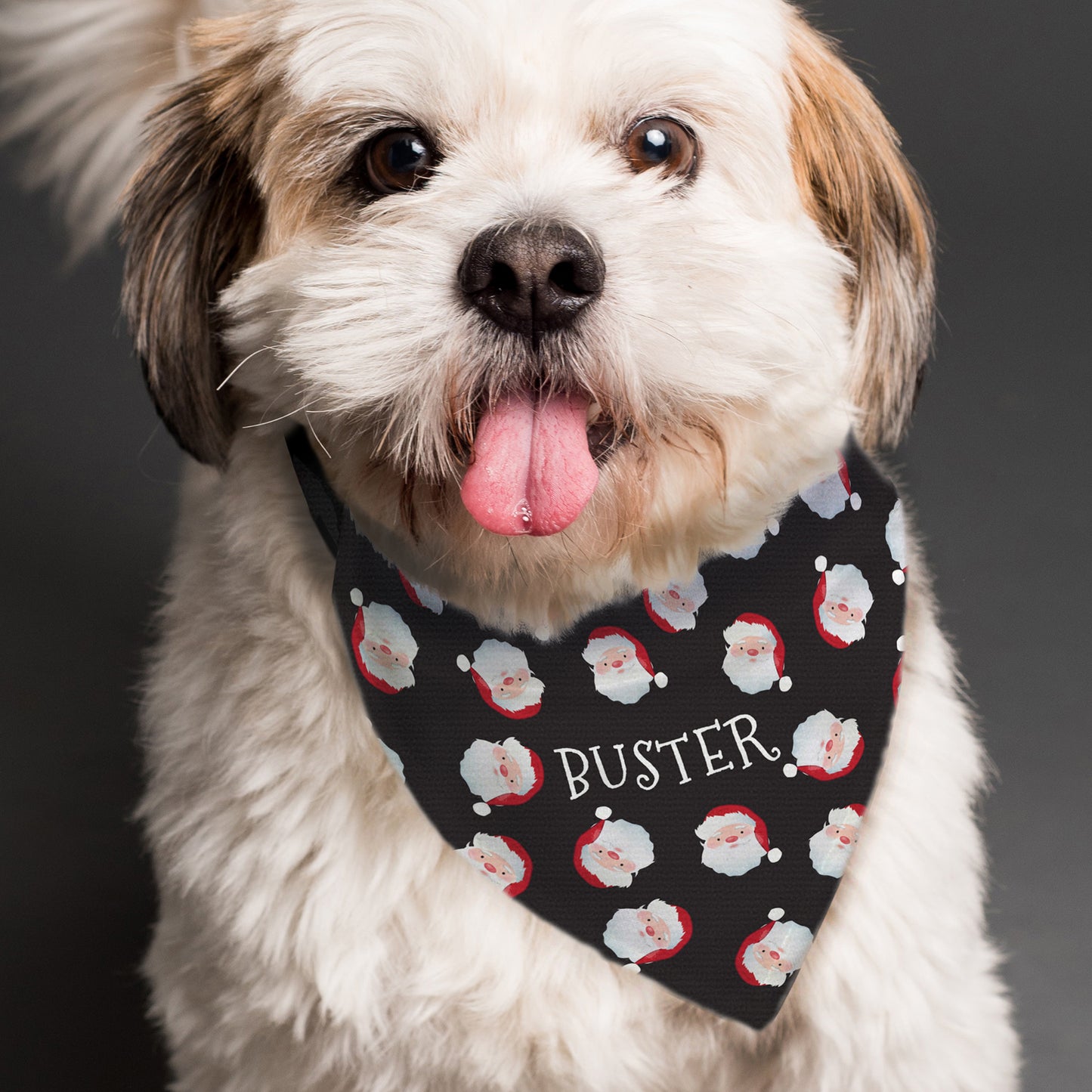 Personalised Christmas Dog Bandana with Santa Faces