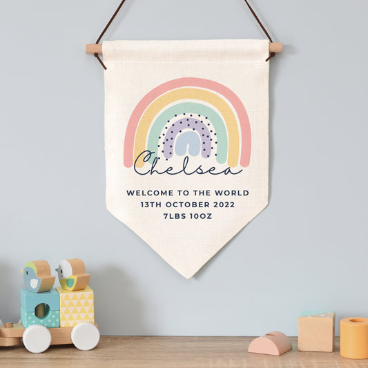 Personalised Rainbow Hanging Banner - Great for a Child's Bedroom