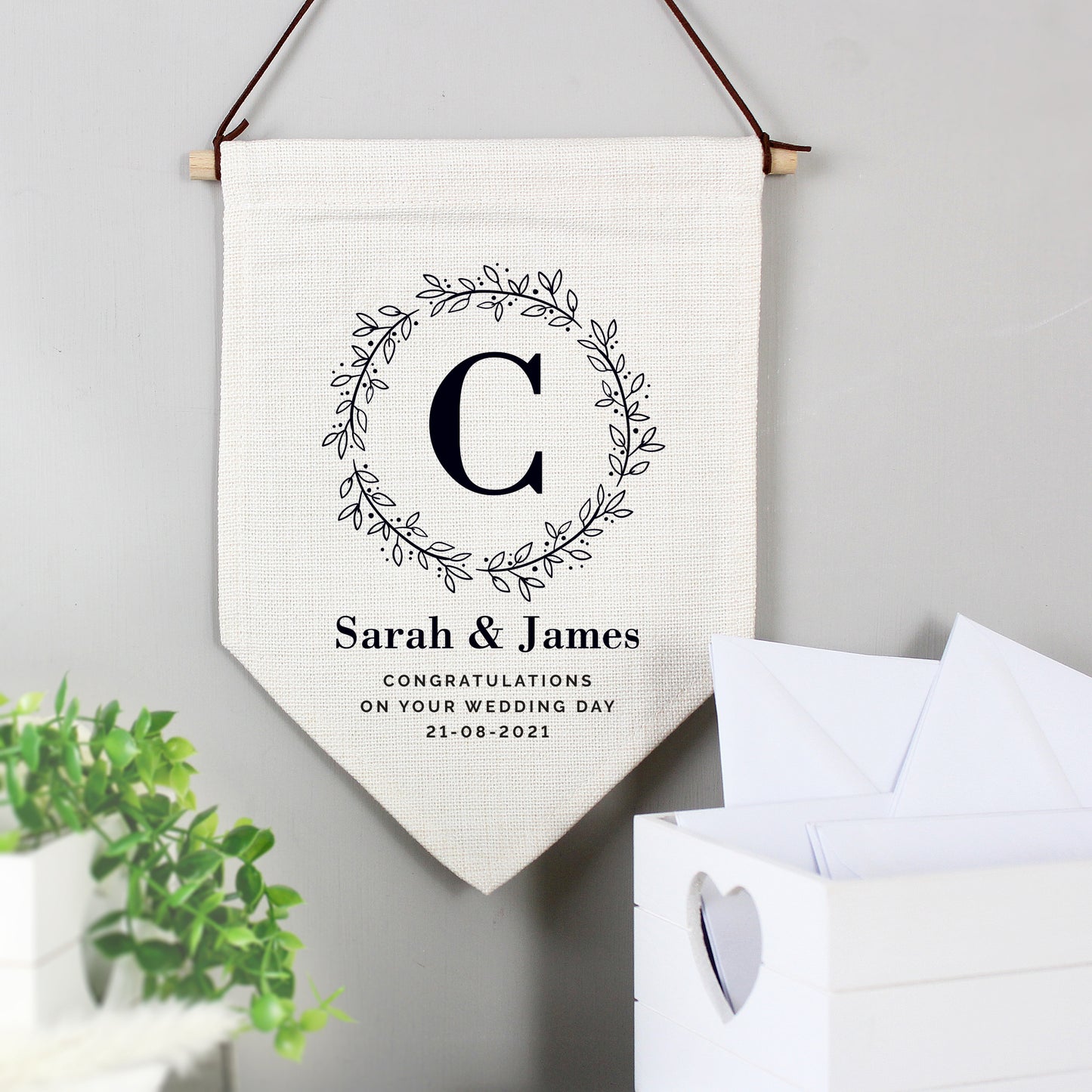 Personalised Floral Leaf Hanging Banner - Ideal for Weddings