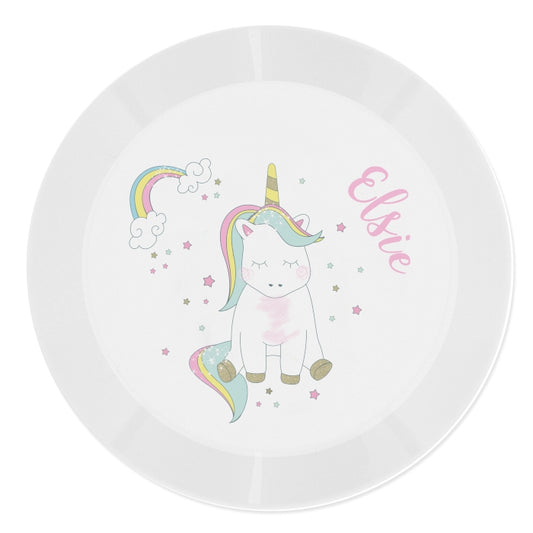 Children's Personalised Baby Unicorn Plastic Plate