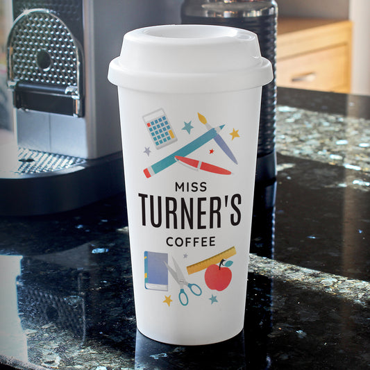 Personalised Teachers Double Walled Plastic Travel Mug
