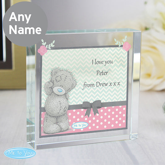 Personalised 'Me To You' Pastel Belle Large Crystal Token - perfect for Valentine's Day, Mother's Day etc.