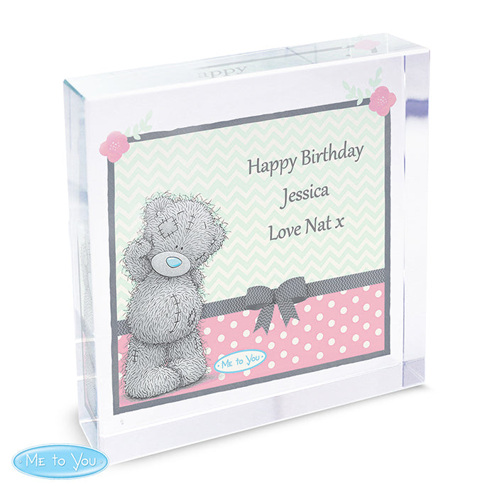 Personalised 'Me To You' Pastel Belle Large Crystal Token - perfect for Valentine's Day, Mother's Day etc.