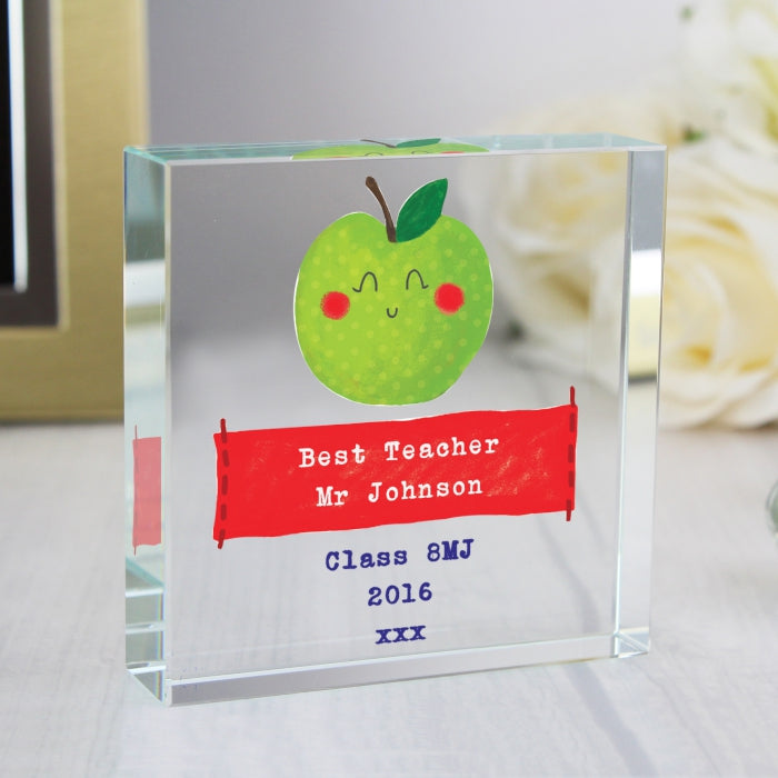 Personalised Apple for the Teacher Large Crystal Token