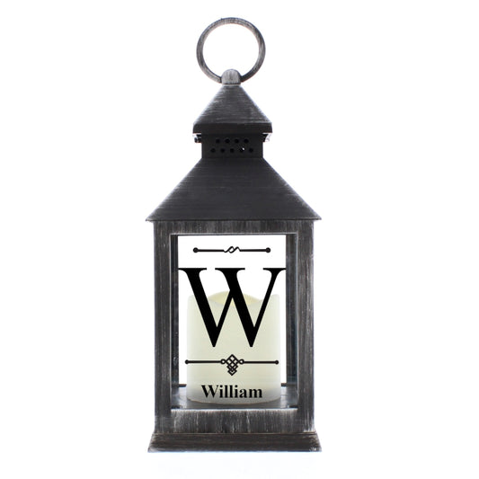 Personalised Initial Rustic Black Lantern