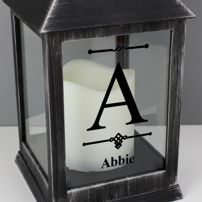 Personalised Initial Rustic Black Lantern