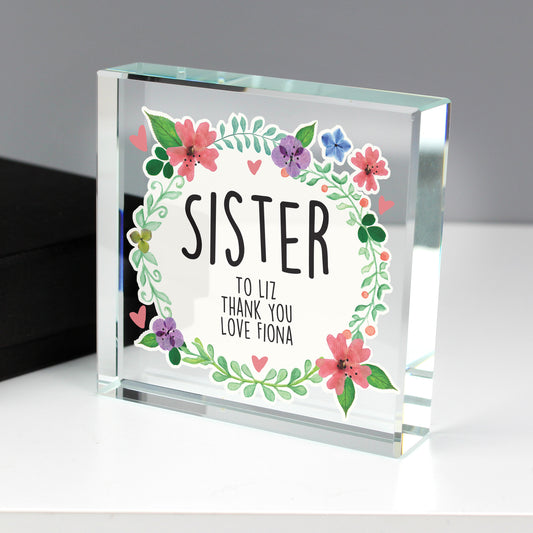 Personalised Floral Crystal Token - Suitable for Any Occasion