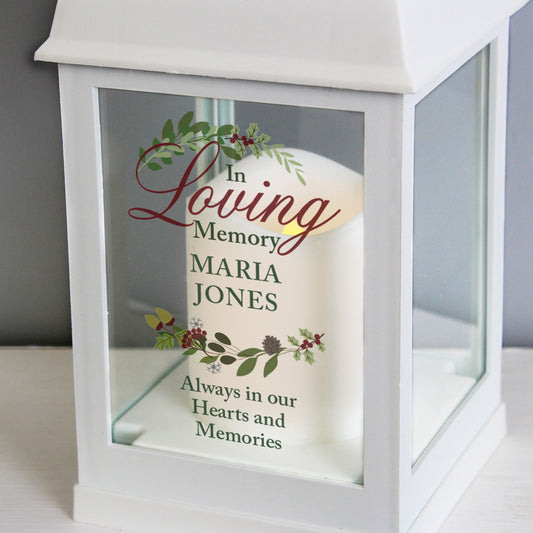 Personalised 'In Loving Memory' White LED Lantern