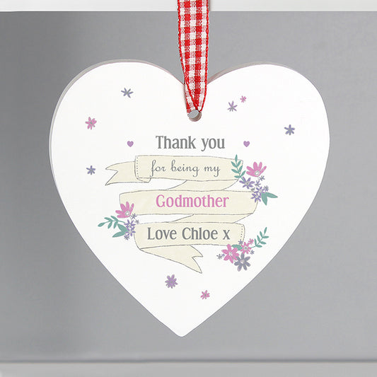 Personalised Garden Bloom Wooden Heart Decoration - Perfect for Teachers, Mothers, Wedding Favours and More