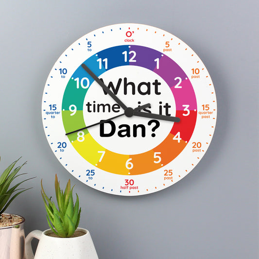 Personalised 'What time is it?' Wooden Wall Clock